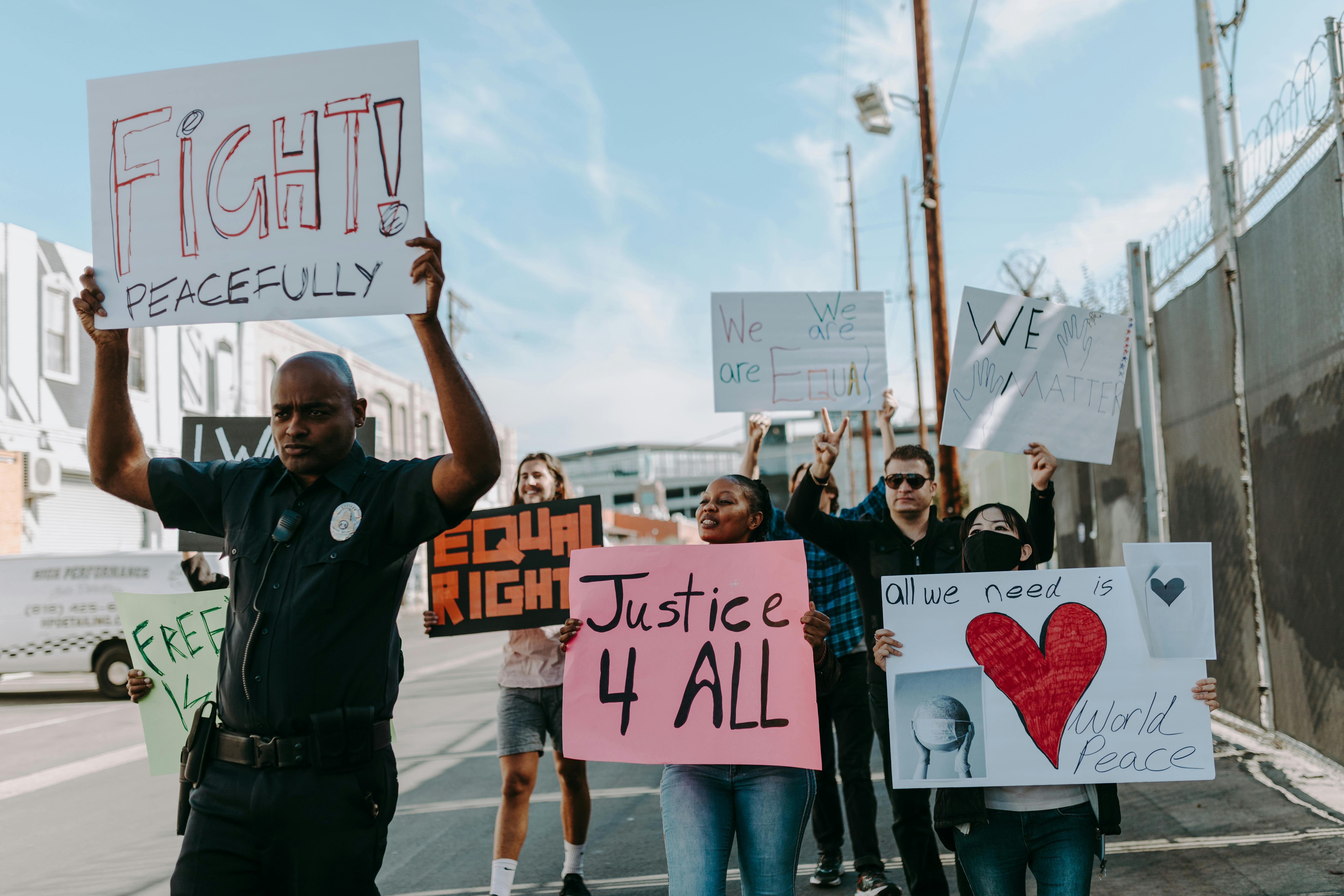People protesting in streets