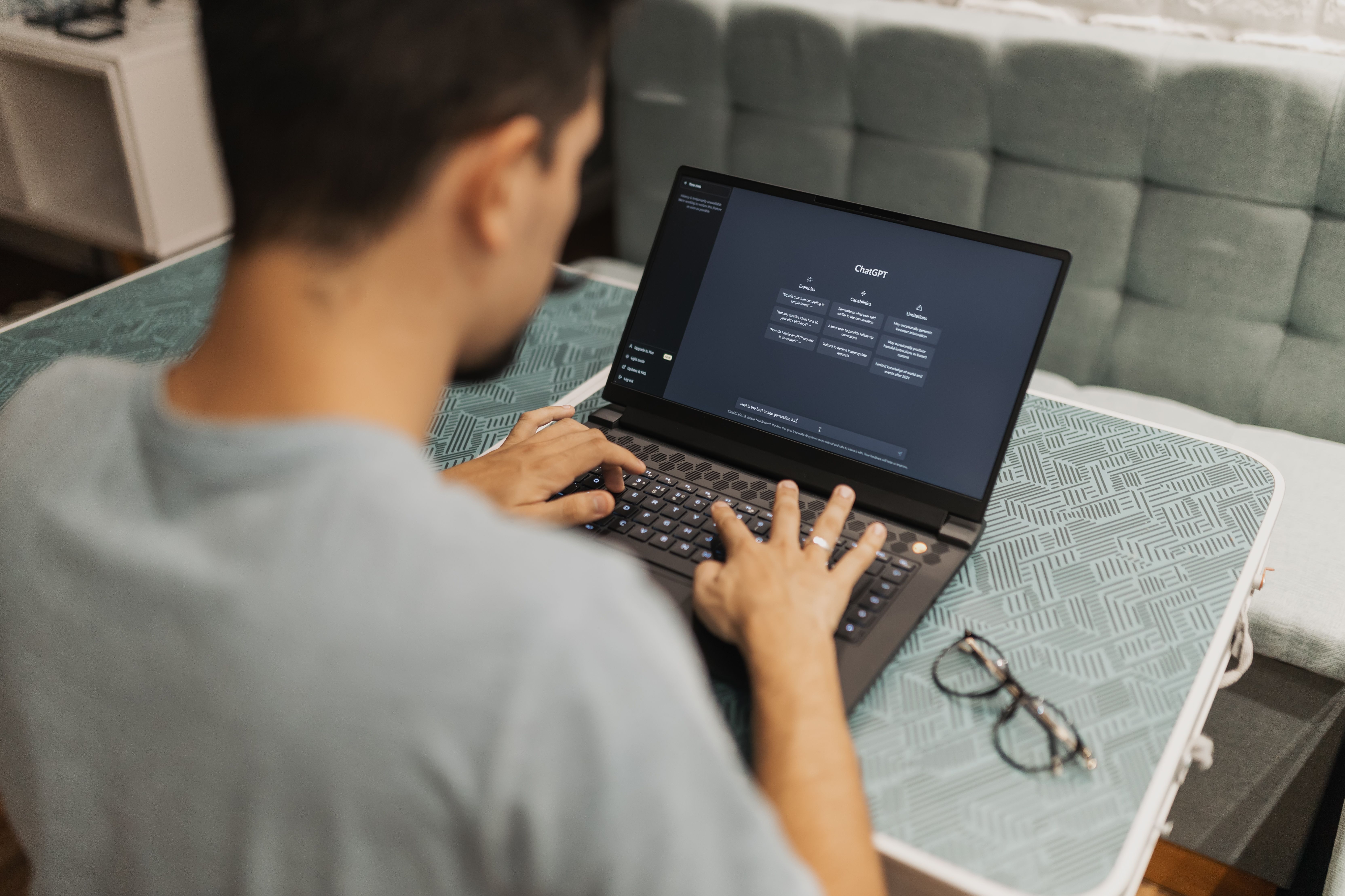 Male using laptop 