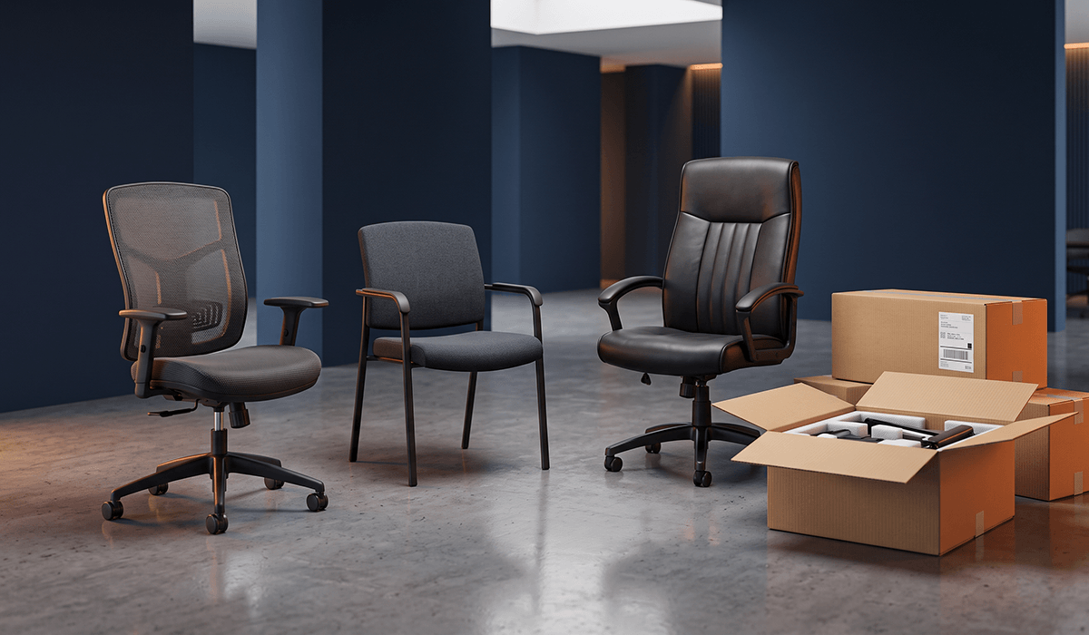 WorkSimpli office seating prepared for convenient small-package shipping