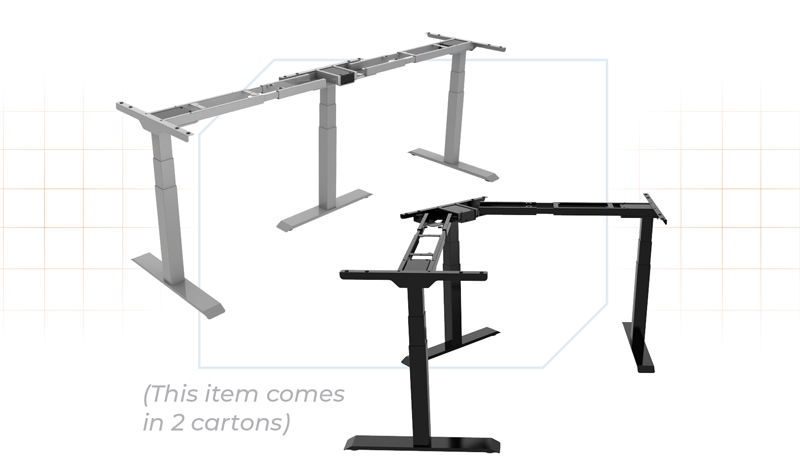 WS323TIB	$549 (SILver / BLacK) 	List: $2,596 	 3 Stage 3 Motor Variable-Shape Elec. Height Adjust Base 60ʺ- 78ʺW on either side 3 Stage base adjusts from 22.8ʺH to 48.4ʺH Three button programmable memory presets  and sit / stand reminder system. Configurable to 90° / 120°/ 180° w/27ʺ D Feet Comes with programmable remote.
