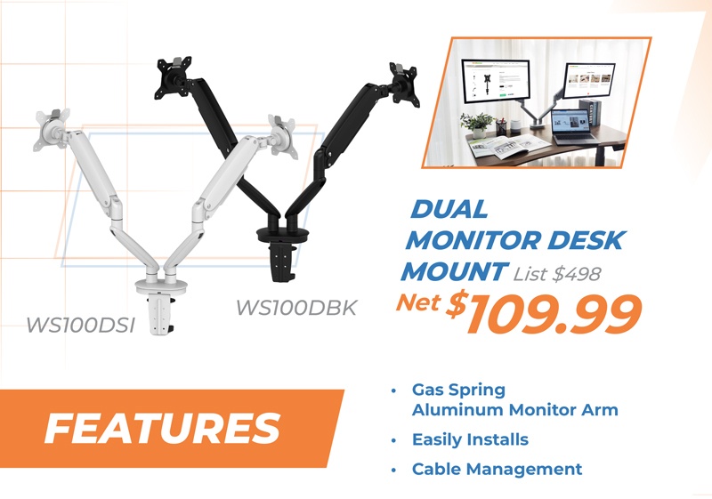 DUAL  Monitor Desk Mount List $498 Net $109.99