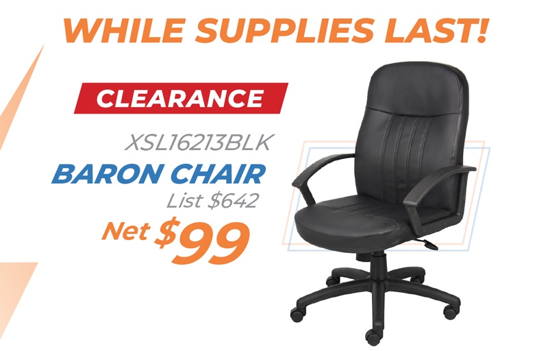 XSL16213BLK Baron Chair  List $642 Net $99 