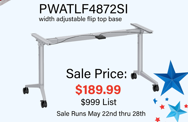 PWATLF4872SIL width adjustable flip top base