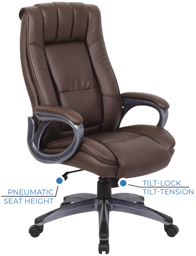 Built for daily executive comfort, the Hanson Executive Tilt Back Swivel pairs a supportive high-back profile with smooth swivel and tilt controls that keep you moving naturally throughout the workday. 