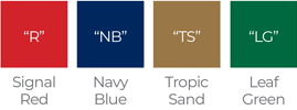 Signal Red | Navy Blue | Tropic Sand | Leaf Green