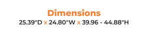 Dimensions 25.39 Deep by 24.80 Wide x 39.96 - 44.88 High