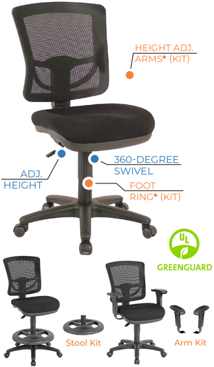 Value Mesh Back Task Chair / Arm Kit / Stool Kit