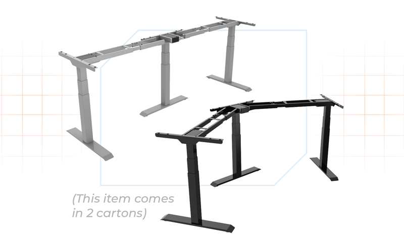 WS323TIB	$549 (SILver / BLacK) 	List: $2,596 	 3 Stage 3 Motor Variable-Shape Elec. Height Adjust Base 60ʺ- 78ʺW on either side 3 Stage base adjusts from 22.8ʺH to 48.4ʺH Three button programmable memory presets  and sit / stand reminder system. Configurable to 90° / 120°/ 180° w/27ʺ D Feet Comes with programmable remote.