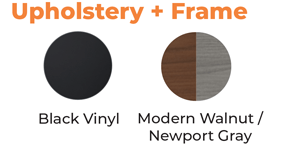 Upholstery - Black Vinyl + Frame - Modern Walnut / Newport Gray