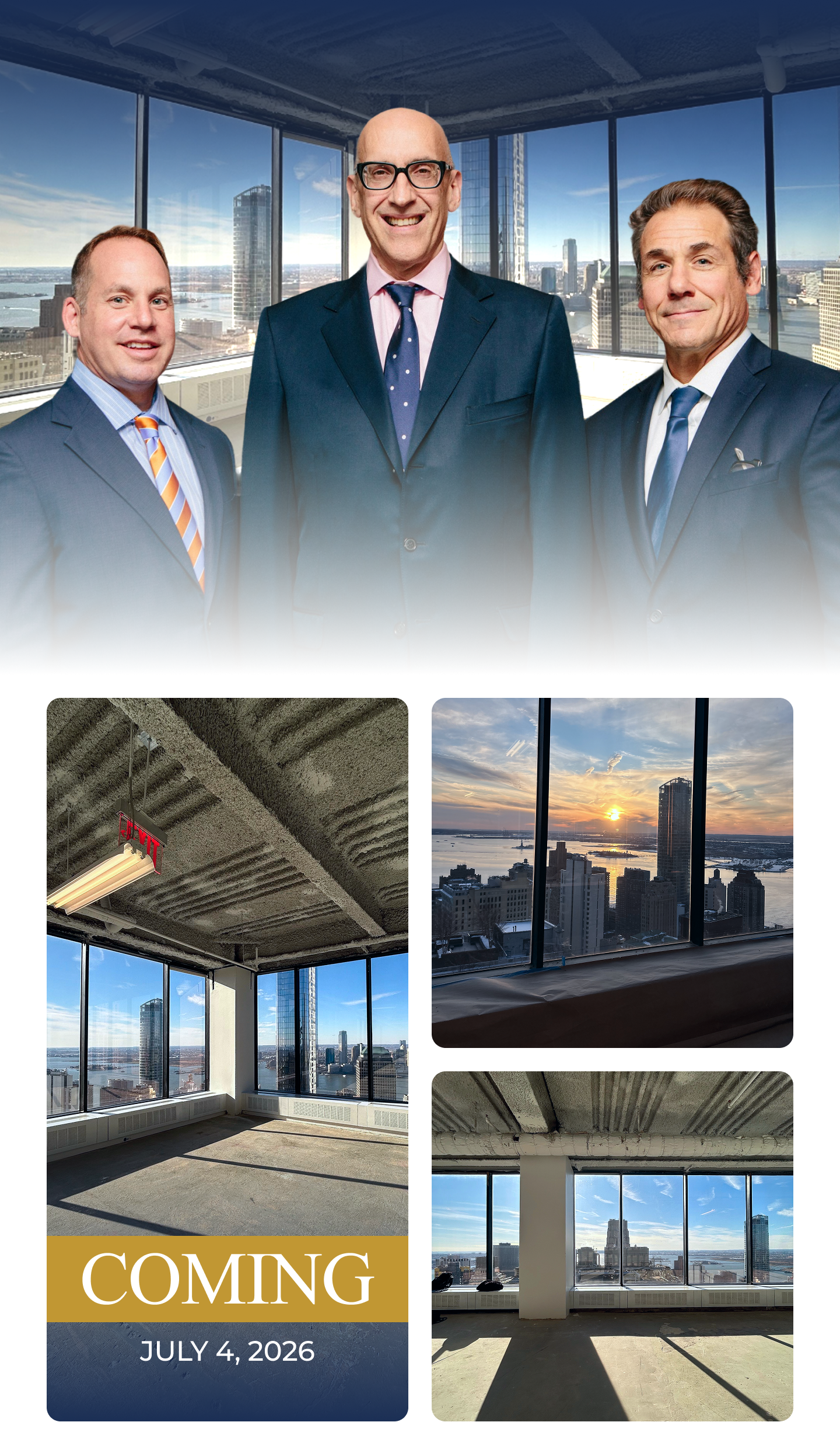 Coming July 4, 2026 — A sneak peek at GLK Law's new office space, featuring our attorneys and upcoming location