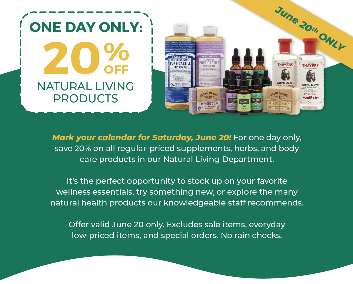 20% Off Natural Living Products 