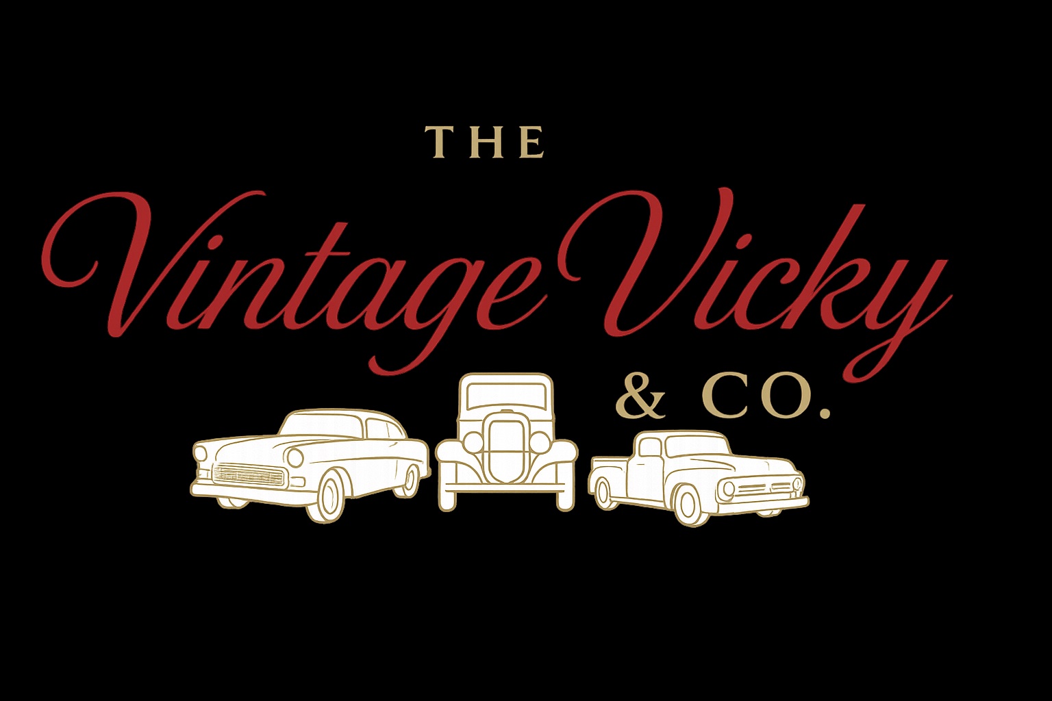 The Vintage Vicky & Co. logo with classic cars