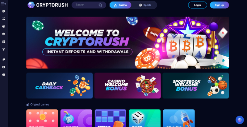 Screenshot of Cryptorush website