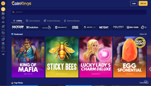 Screenshot of CoinKings website