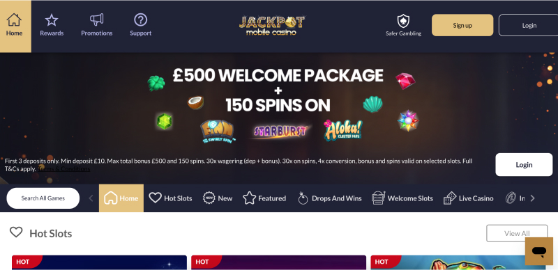 Screenshot of Jackpot Mobile Casino