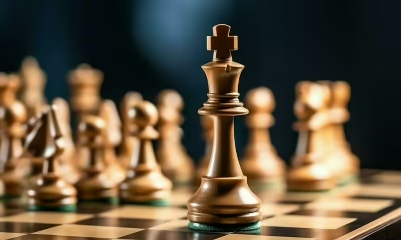 King chess piece on a chess board