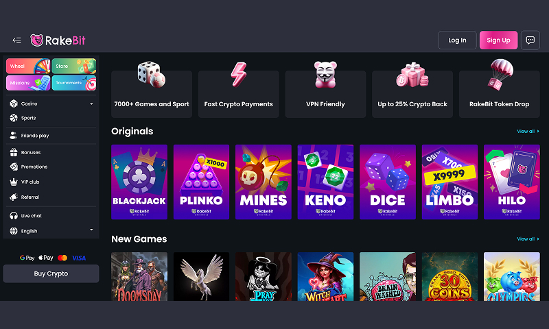 Screenshot of Rakebit website