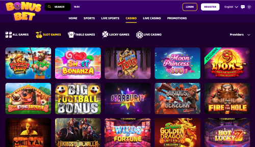 Screenshot of BonusBet website