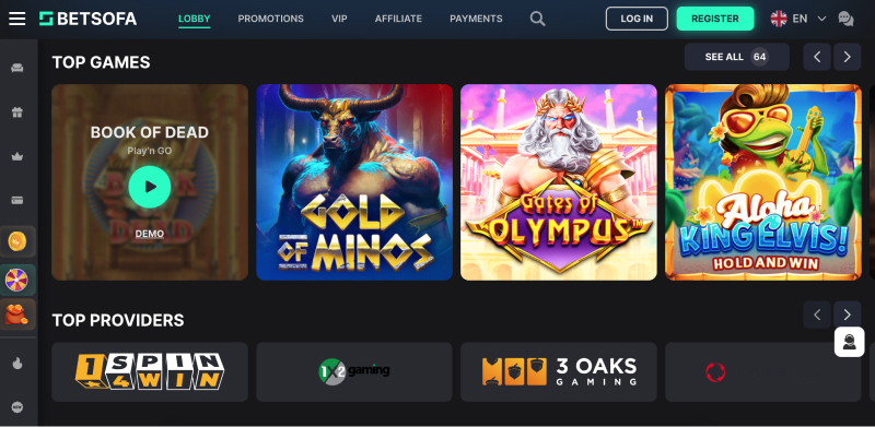 Screenshot of BetSofa website