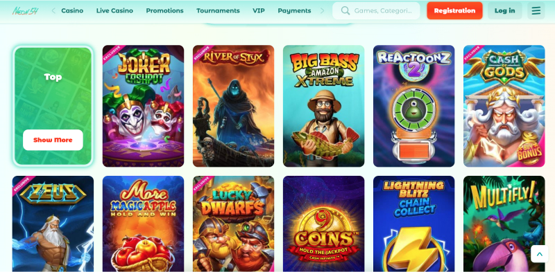 Screenshot of Neon54 Casino