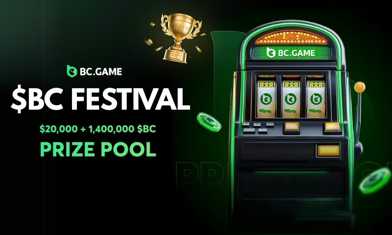 A slot machine with the BC.Game logo
