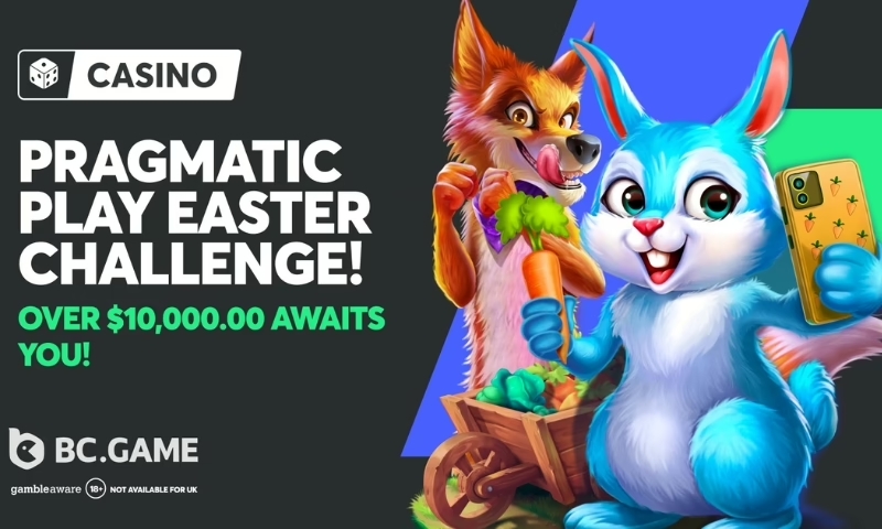 Easter characters with the BC.Game logo