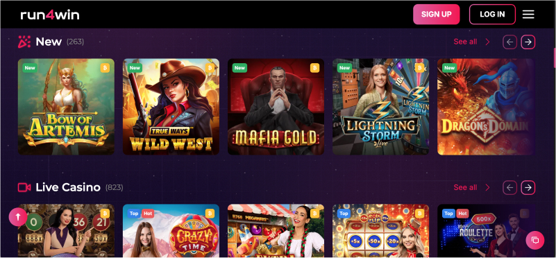 Screenshot of Run4Win website