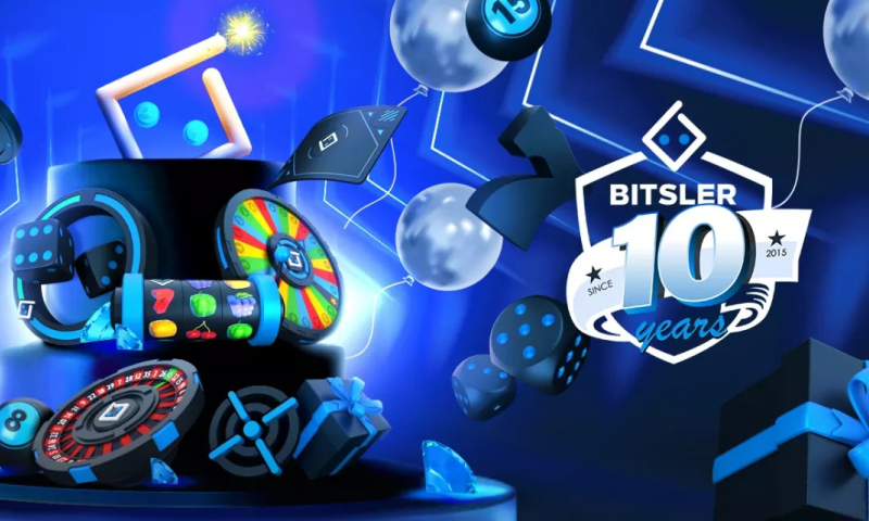 Bitsler logo with colorful casino games