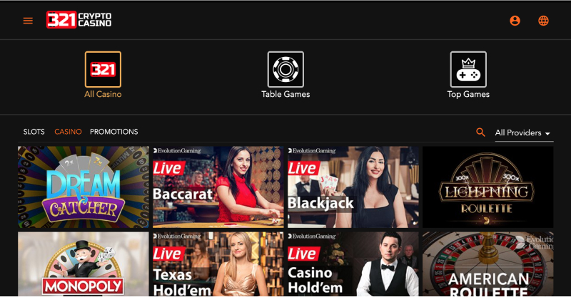 Screenshot of 321Crypto Casino