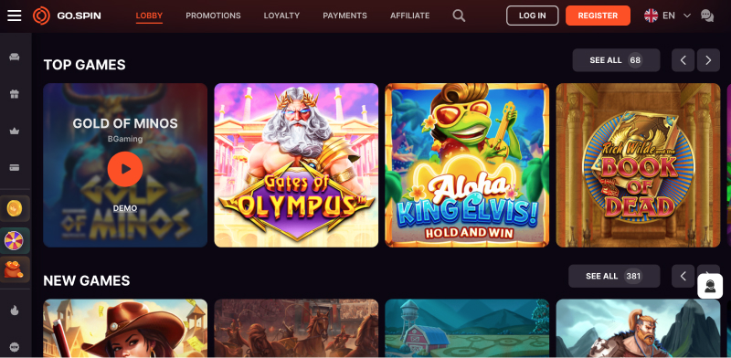 Screenshot of GoSpin website