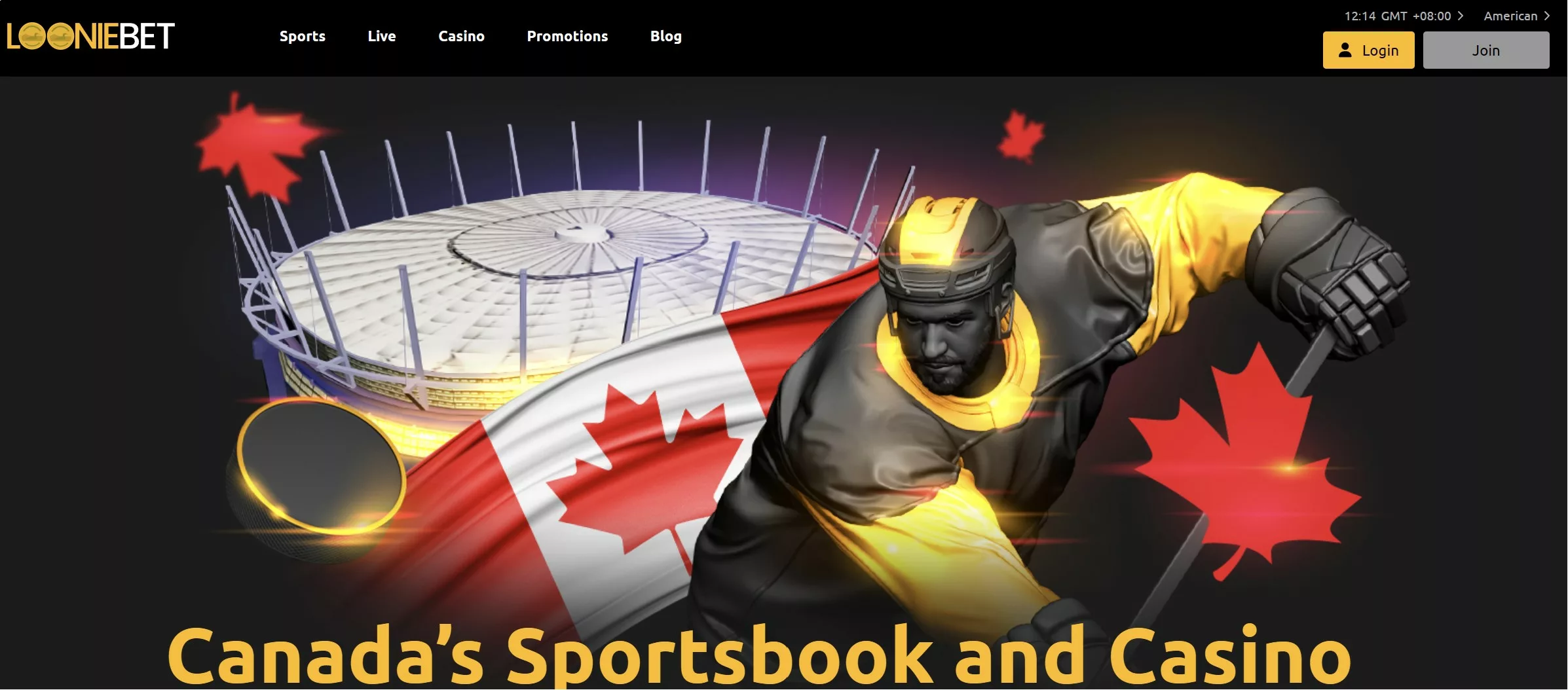 Screenshot of LoonieBet homepage
