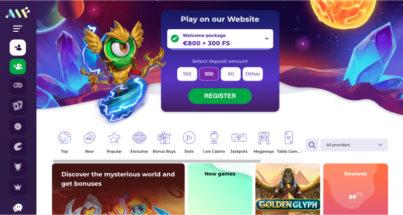 Screenshot of Alf Casino website