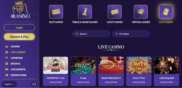 Screenshot of 4Kasino