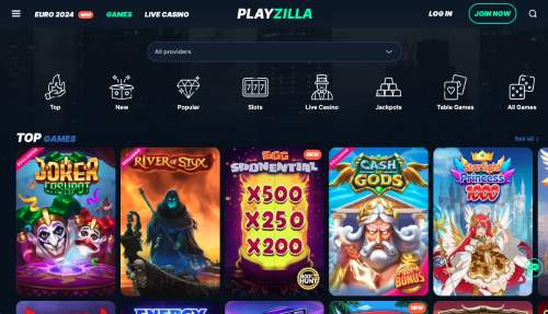 Screenshot of Playzilla website