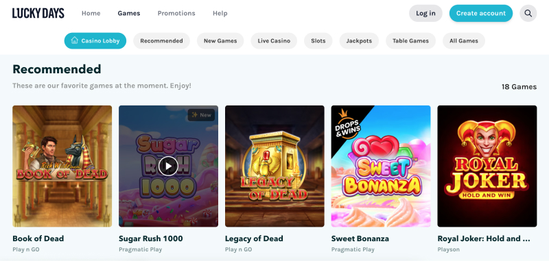 Screenshot of LuckyDays Casino