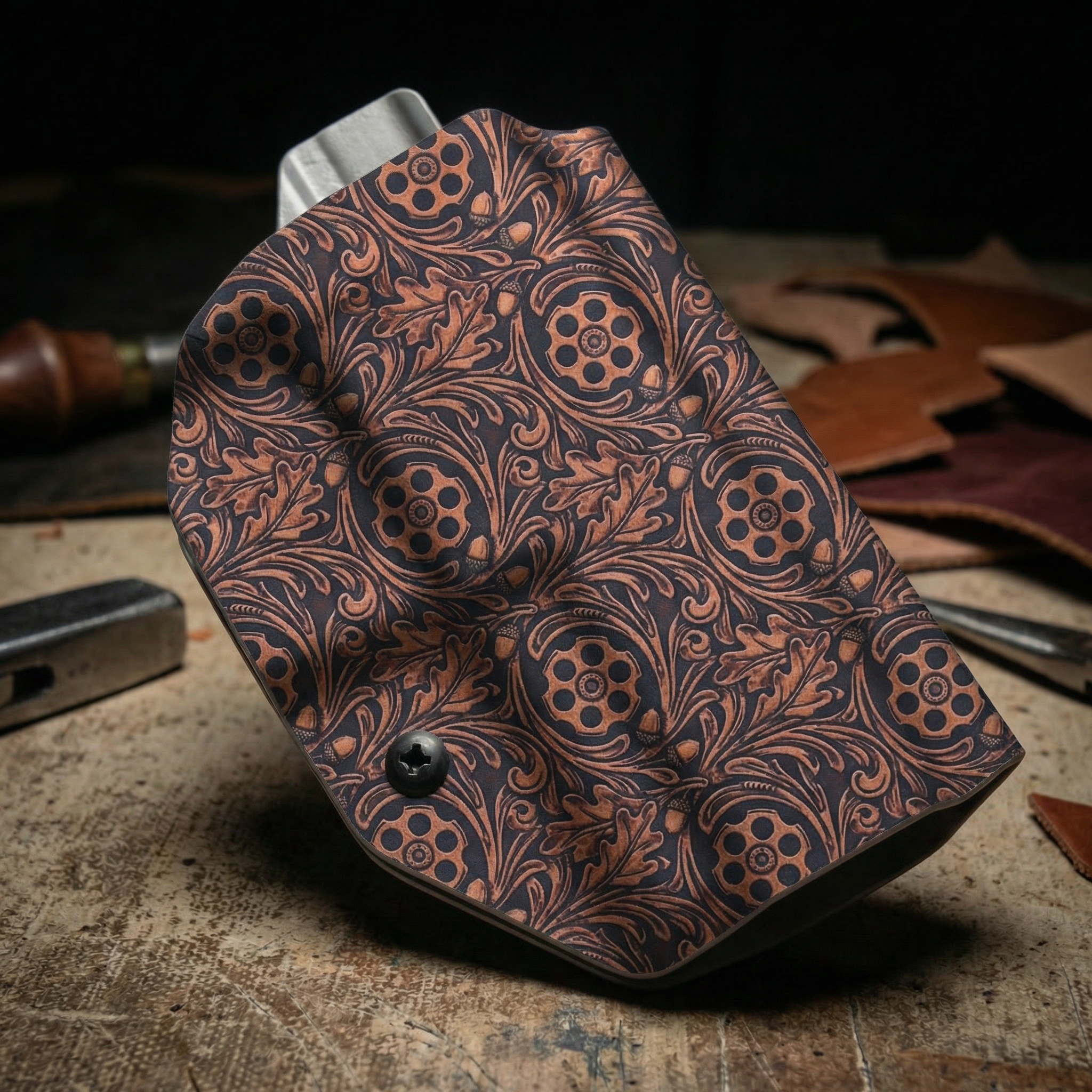 Holster made from Leather Emboss Revolver Kydex