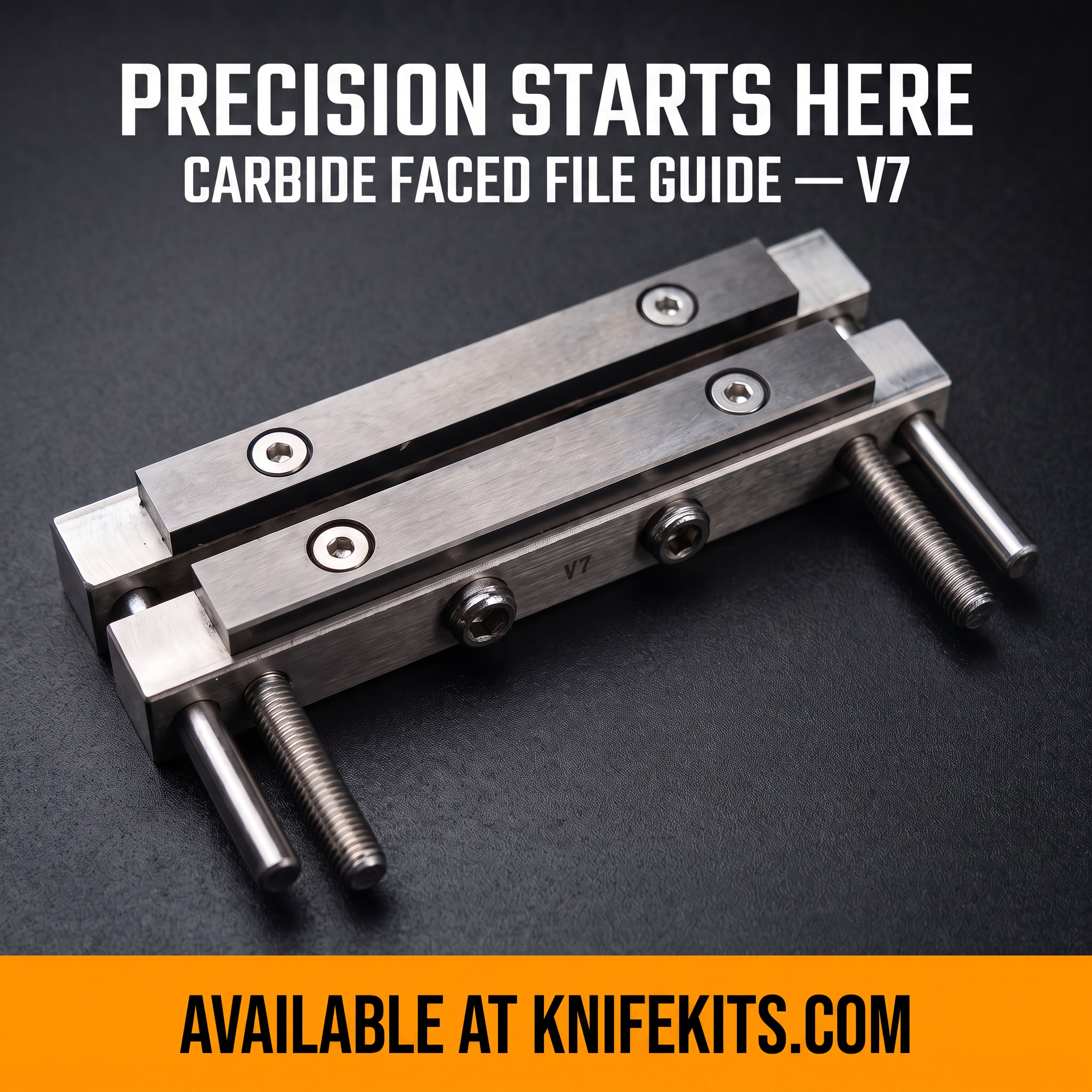 Nordic Edge™ V7 carbide faced file guide in brushed stainless steel