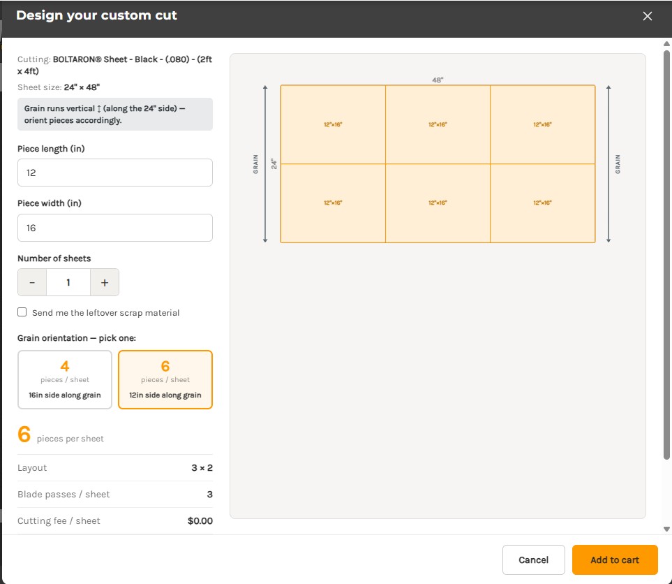Custom Cut Chart on Holstersmith.com
