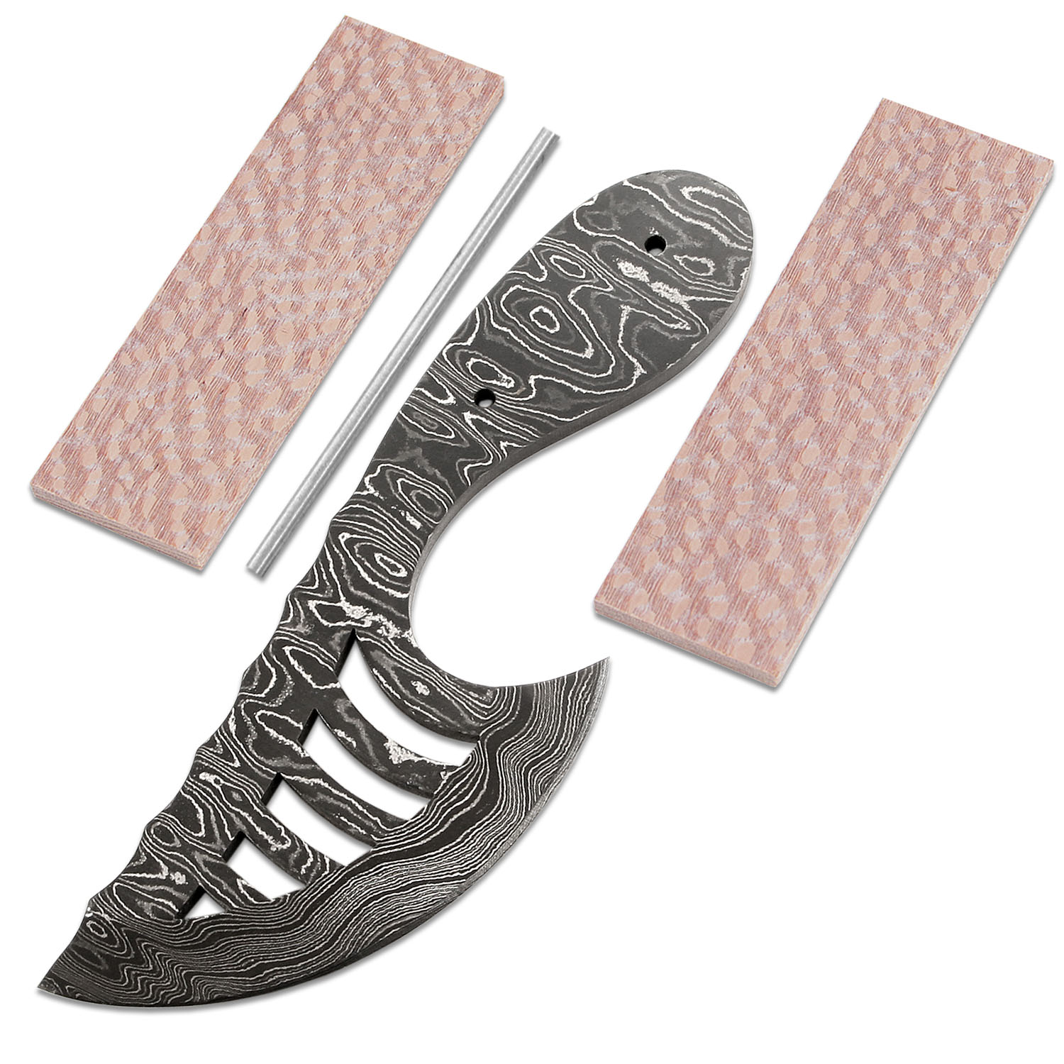 Astro Skinner Knife Kit - (USA Damascus) - DIY Blade Kit w/Lacewood Scales