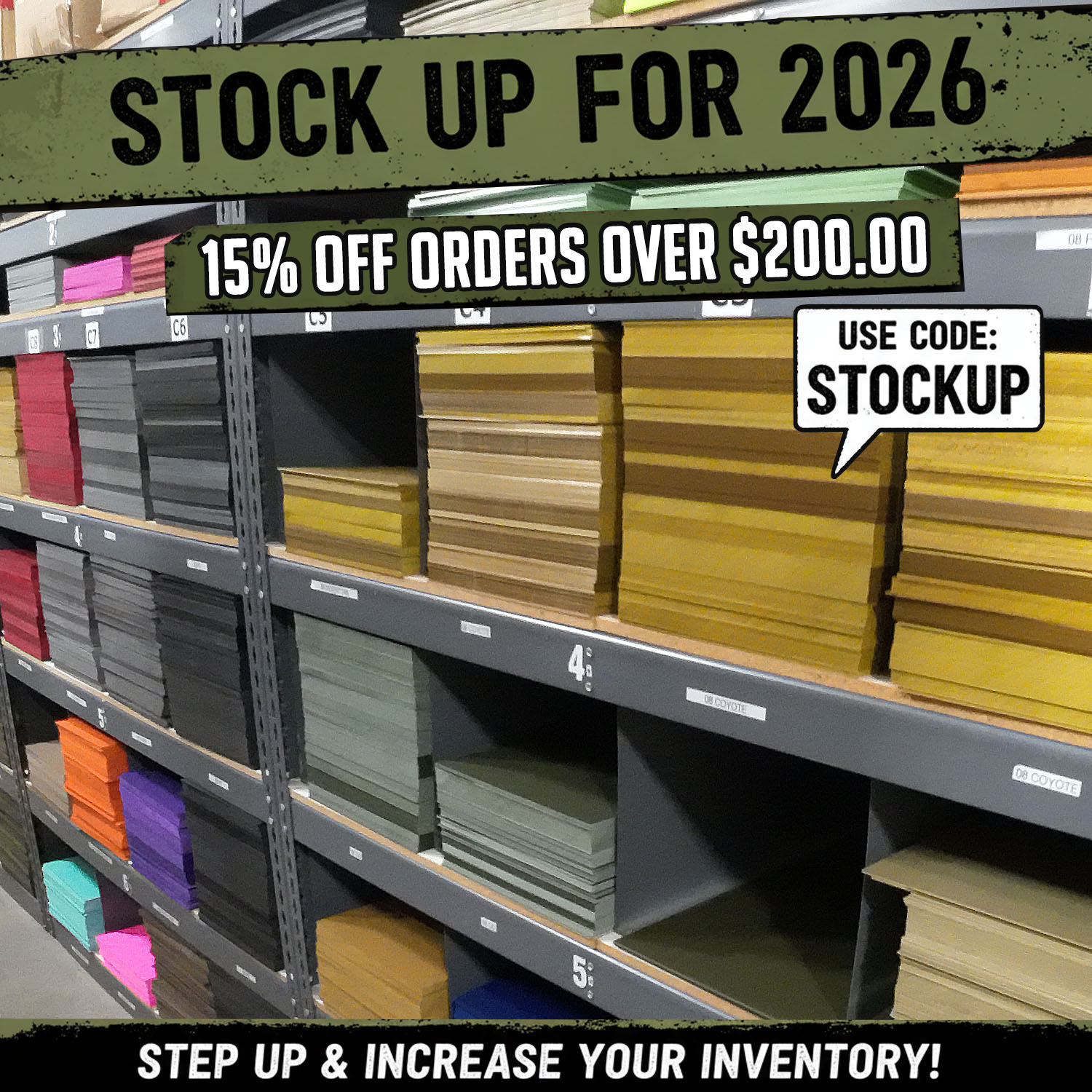 KnifeKits End of Year Sale banner: Stock Up for 2026 with 15% off orders over $200. Coupon code STOCKUP. Sale runs December 26, 2025 through January 5, 2026.