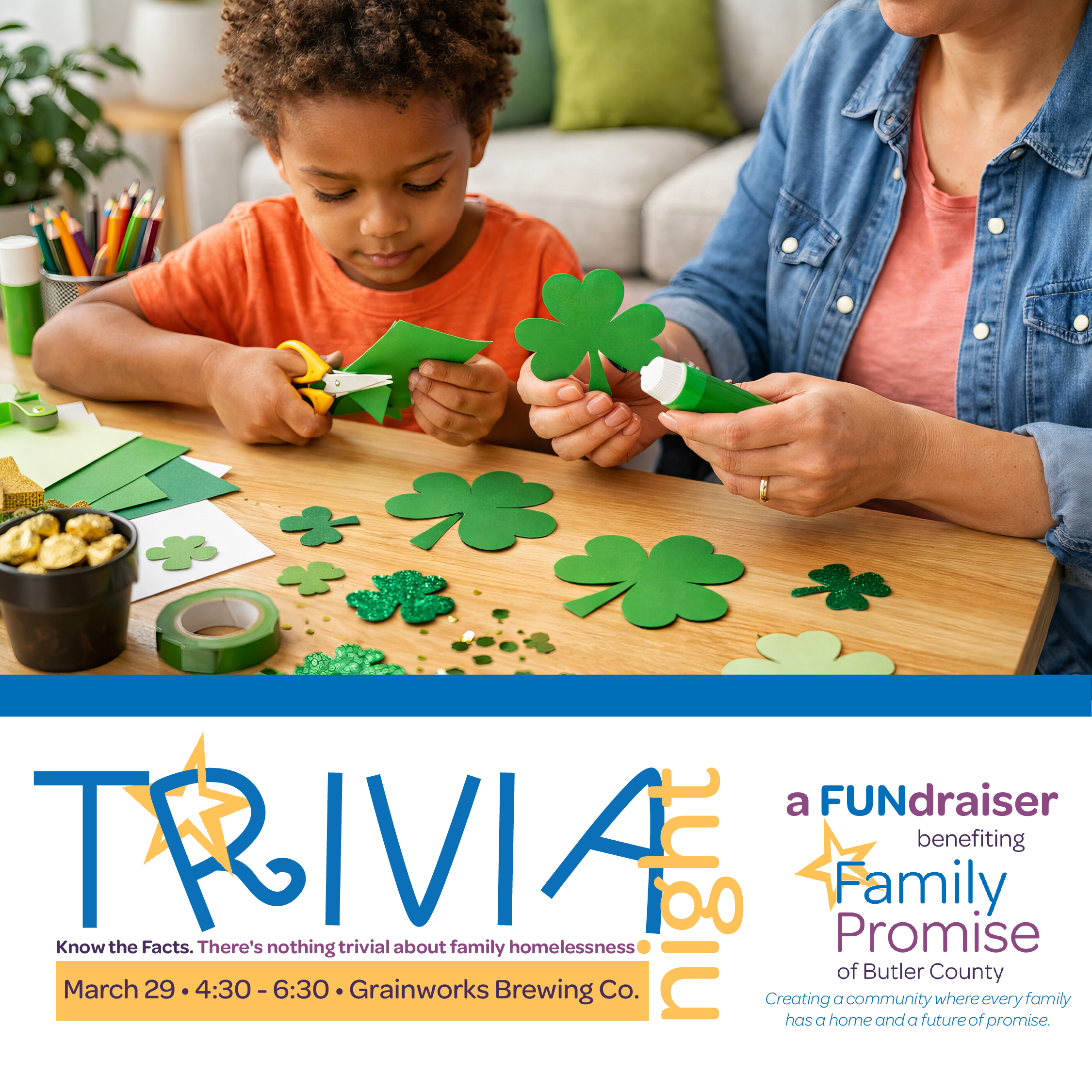 Trivia Night is Sunday, April 27, 4:30 - 6:30 pm at Grainworks in West Chester