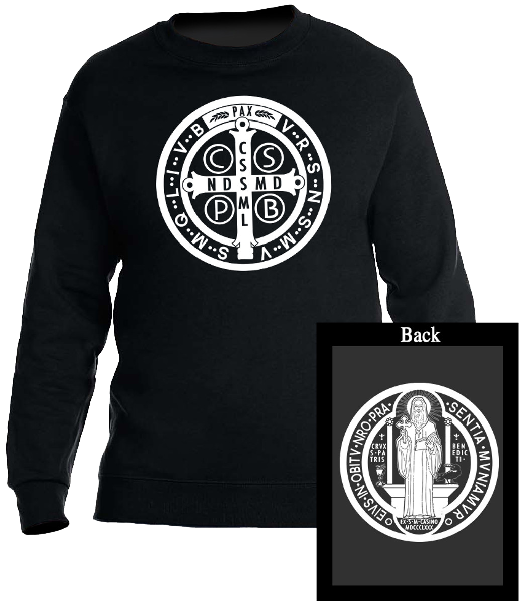 Benedictine Medal Black Crewneck Sweatshirt