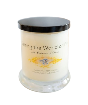 “Setting the World on Fire with Catherine of Siena“ Wood Smoke Soy Candle