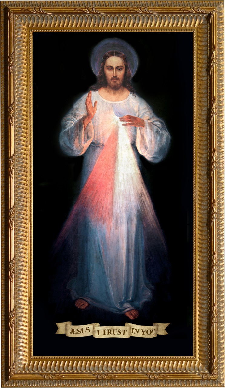 Divine Mercy Vilnius Original - Ornate Gold Framed Art