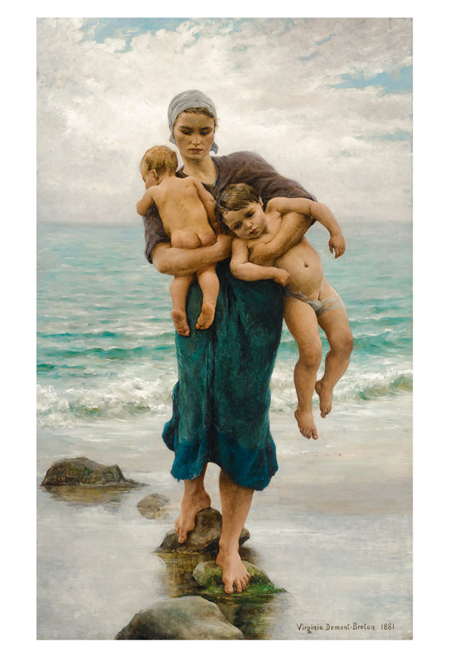 Fisherman's Wife Bathing Her Children by Virginie Demont-Breton Print