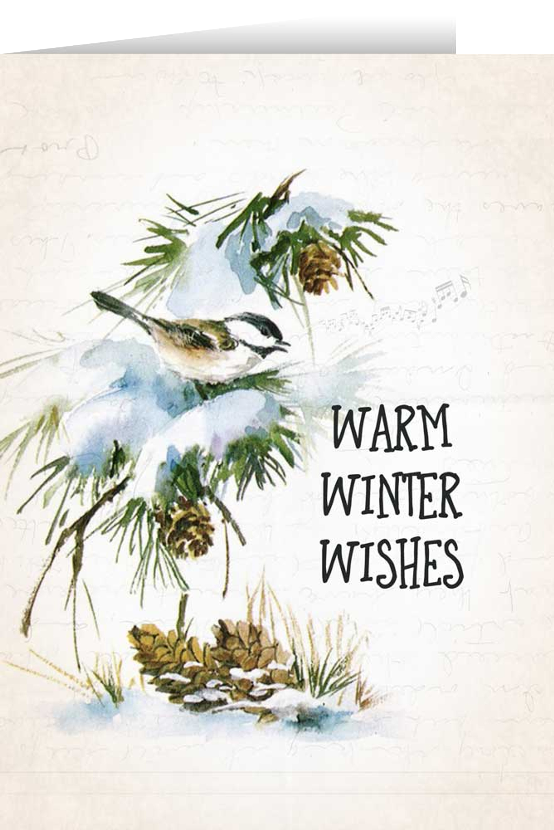 Warm Winter Wishes with Vintage Bird in Snow Christmas Card (box of 25)