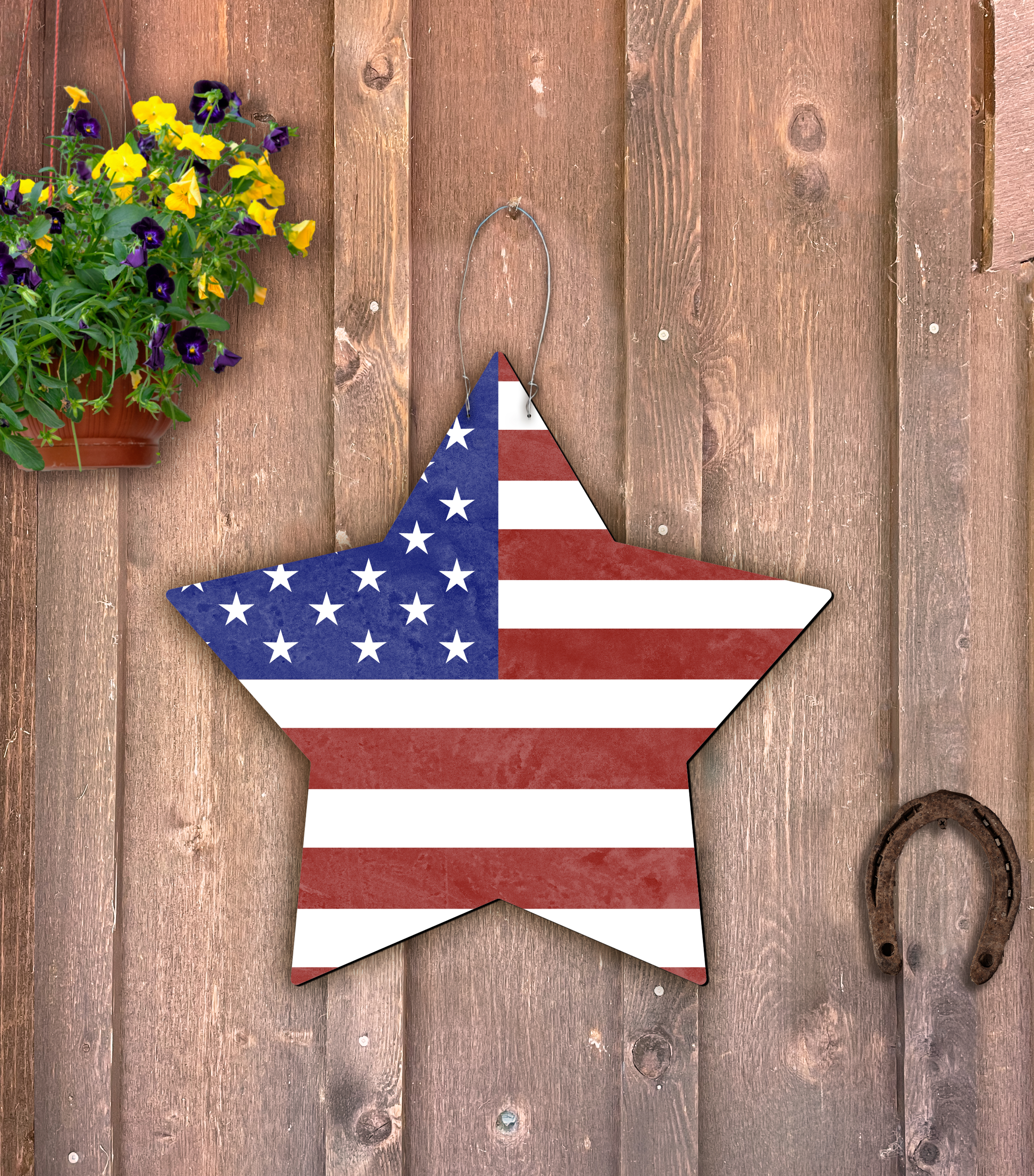 Outdoor Metal Art Star Flag
