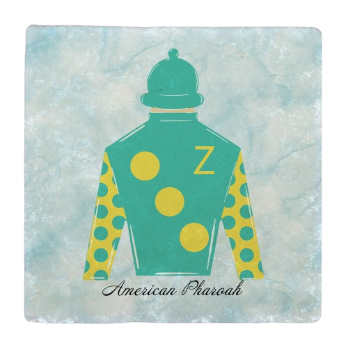 American Pharoah Jockey Silk Tumbled Stone Coaster