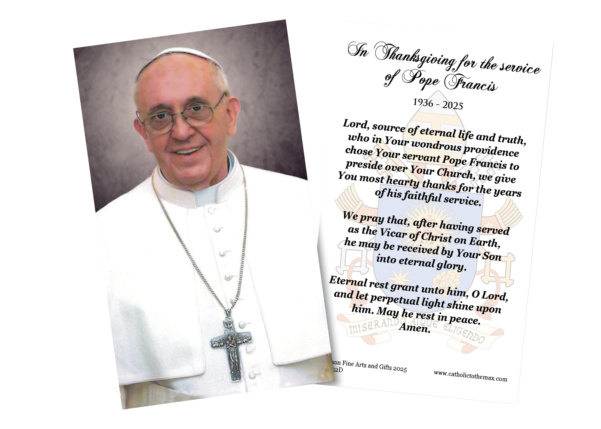 Thanksgiving for the Service of Pope Francis Holy Card
