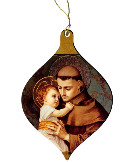 St. Anthony with Jesus Wood Ornament